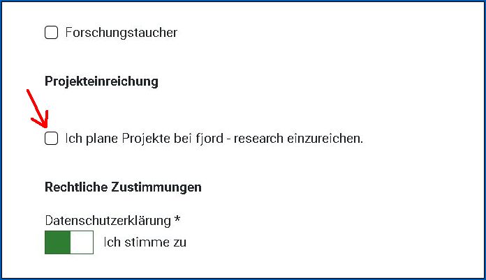 Screenshot fjord   research   Registrierung   Projekteinreichung